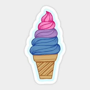 LGBTQIA+ Bisexual Pride Flag Pastel Soft Serve Ice Cream Cone Sticker